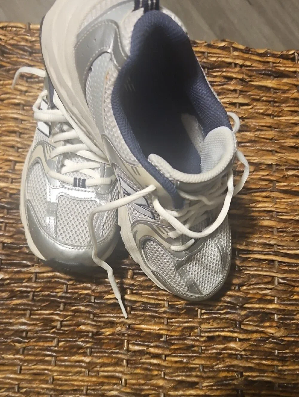 New Balance Women's Silver and Navy Athletic Sneakers